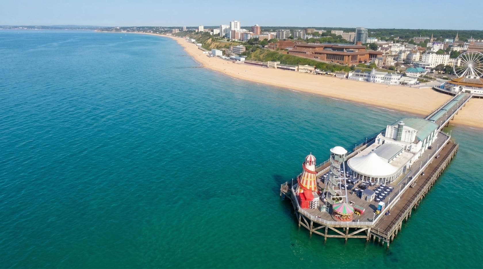 Aerial view of Bournemouth Beach and pier